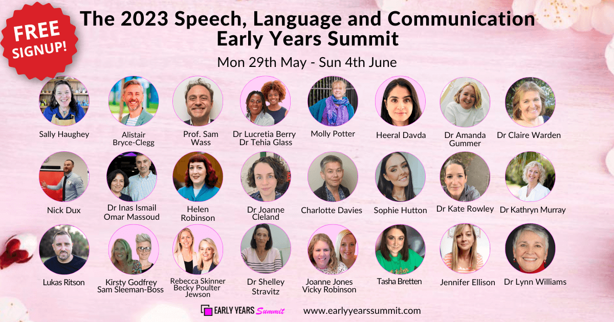 HelenATSLT's tweet photo. I'm delighted to say I'm a featured speaker on the upcoming 2023 Speech, Language and Communication Early Years Summit. The Summit is free to watch all week from 29th May to 4th June. Details and signup at https://t.co/noBpTelxHH https://t.co/RORVLpm7uu