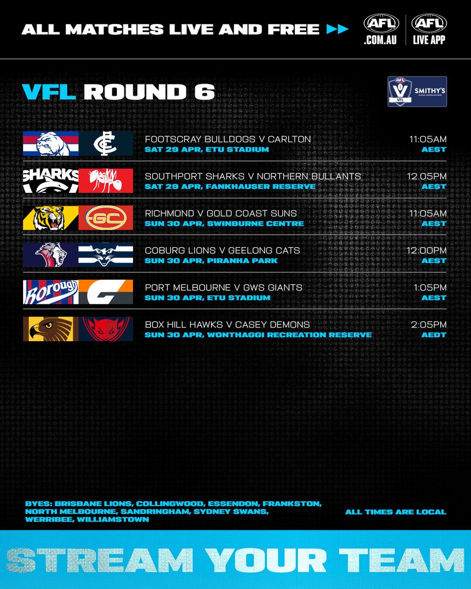 Keen for Sunday's clash at Punt Road Oval. An undermanned <a href="/RichmondVFL/">Richmond VFL 🐯</a> side coming off an upset win over the reigning <a href="/VFL/">VFL / VFLW</a> premiers, taking on the unbeaten <a href="/GoldCoastSUNS/">Gold Coast Suns</a>. In commentary with <a href="/PeterMarcato/">PeterMarcato</a> 🎙🏉

Stream the VFL on the AFL Live App or AFL.com.au