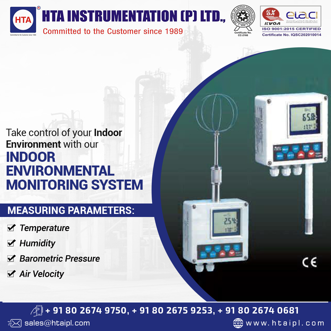 Ensure your #indoorenvironment is always at its best with our #IndoorEnvironmentalMonitoringSystem that measures #temperature, #humidity, #barometricpressure and #airvelocity

📞+ 91-80-26749750, + 91-80-26759253, + 91-80-26740681
🌐 htaipl.com/shop/metrology…

#htaipl