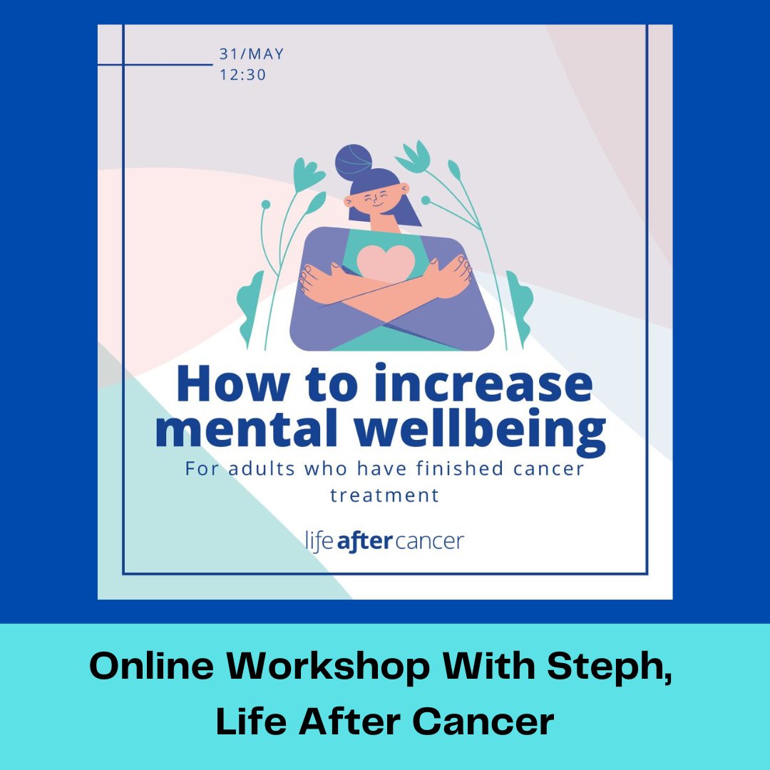 New <a href="/MOVEcharity/">MOVE AGAINST CANCER Charity</a> Online Workshop - Sign up Now! 💙

‘How to increase mental wellbeing: For adults who have finished cancer treatment’ with the fantastic Steph from <a href="/WeAreLAC/">Life after Cancer</a> 🌈

Wednesday 31st May at 12:30pm 🕕

Sign up now: lght.ly/34cl653