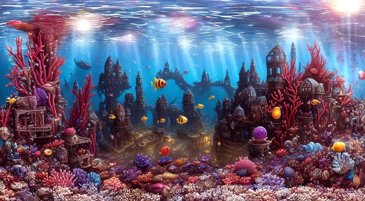 A sunken city had become a beautiful home for colorful coral reefs and fishes.

Made with @LeonardoAi_ #AIart #leonardoAI #coral #Reef #sunkencity #underwater #fairytale #fantasy #aiartist #AiArtSociety
