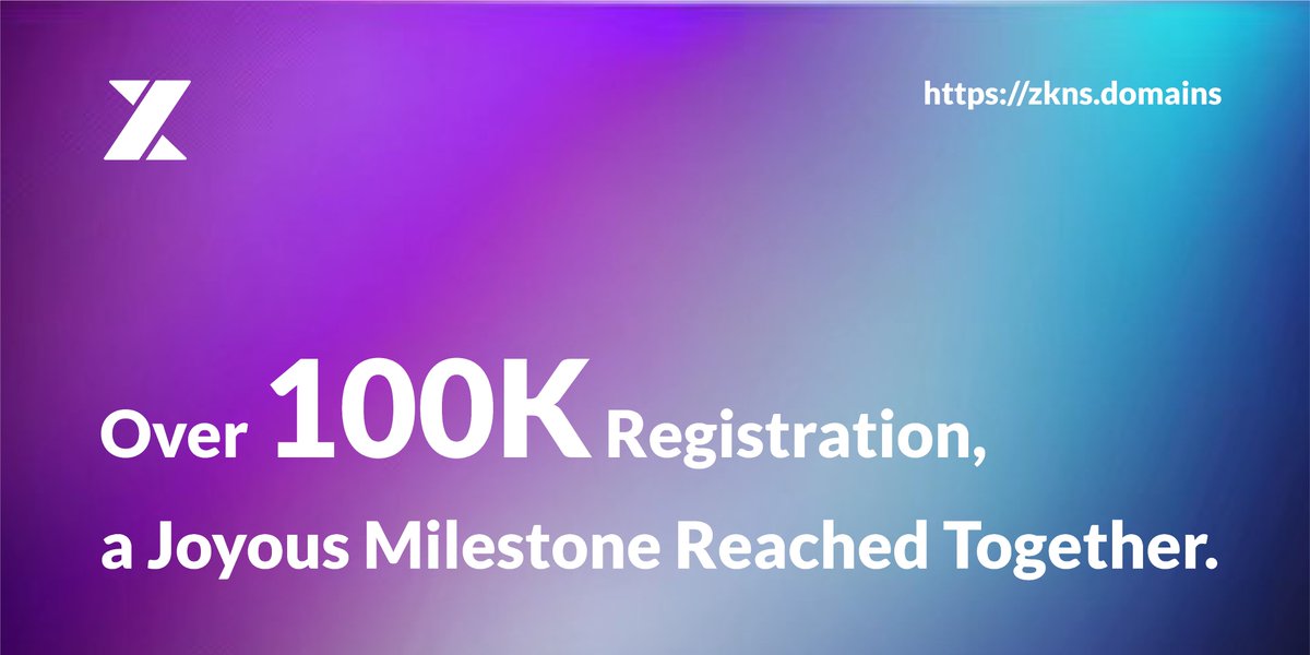 zknsdomains's tweet image. 😲Do you know #zkNS Registration &amp;gt; 100K?

🚀A massive THANK YOU to our incredible community for making this possible! To show our gratitude, we're hosting a campaign filled with free domain giveaways.

🎁20 x 4-Char .zk Random Domains(each worth $100)

☑Follow @zknsdomains &amp;amp;…