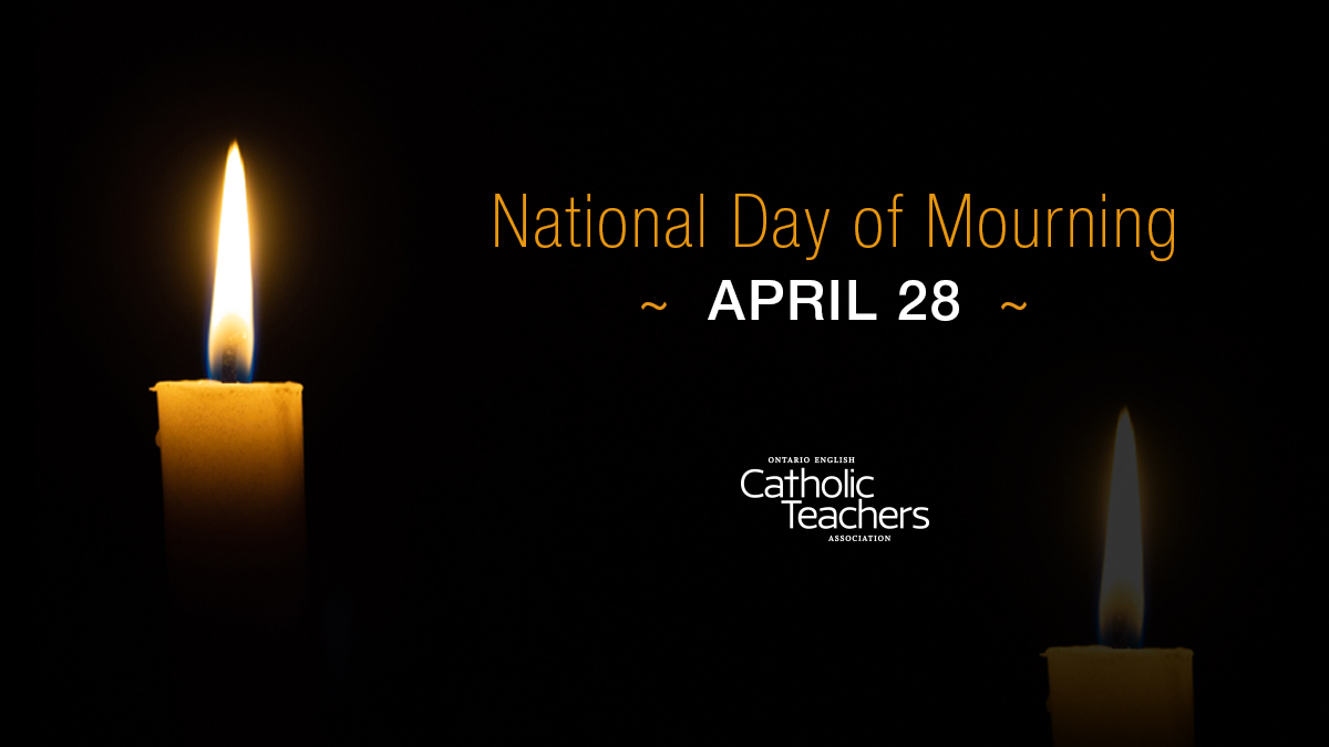 Catholic Teachers (@oectaprov) on Twitter photo On the #DayOfMourning, we commemorate & hold space for those who lost their lives &/or suffered an injury/illness from a work-related tragedy.
#CatholicTeachers echo <a href="/CanadianLabour/">Canadian Labour</a>’s call to empower workers, as we fight for better workplace protections for ALL. #onted #onpoli On the #DayOfMourning, we commemorate & hold space for those who lost their lives &/or suffered an injury/illness from a work-related tragedy.
#CatholicTeachers echo <a href="/CanadianLabour/">Canadian Labour</a>’s call to empower workers, as we fight for better workplace protections for ALL. #onted #onpoli
