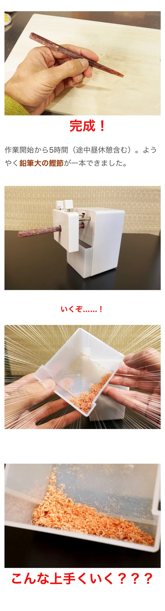 鉛筆削りでカツオブシは削れる？実験結果がこちら！