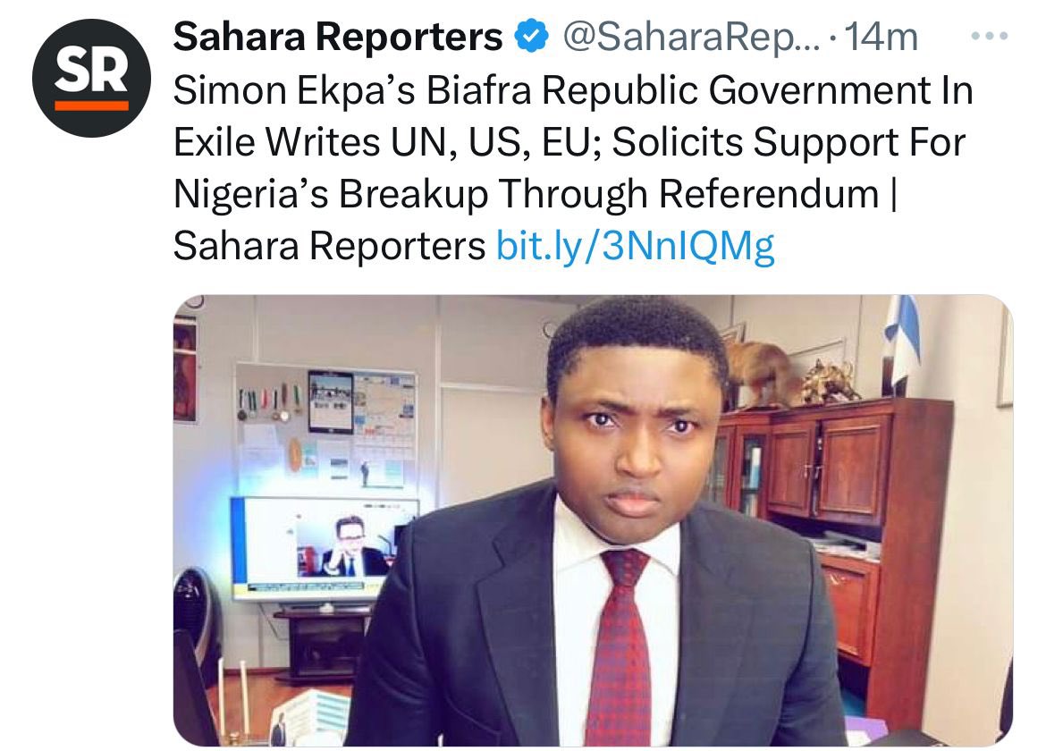 Same information different report I believe @SaharaReporters is trying to correct their 2years of misinformation but yet again it is not Simon Ekpa’s BRGIE. However, our eye remain on the ball. Every institution of the world will be notified and put on notice before the next Woto…