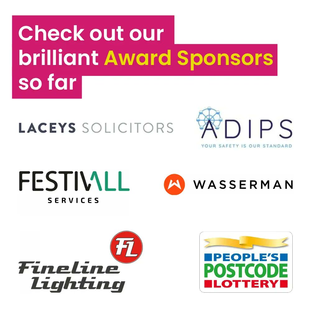 Big shoutout to our amazing Award Sponsors!  🌟 

<a href="/Finelinelights/">Fineline Lighting</a> 🔥 
<a href="/Laceyssolicitor/">Laceys Solicitors</a>  🔥 
<a href="/Adips_tweets/">ADIPS_tweets</a>  🔥 
<a href="/festivallserv/">Festivall Services</a>  🔥 
<a href="/Wasserman/">wasserman</a>  🔥 
<a href="/PostcodeLottery/">Postcode Lottery</a> 🔥 

We're thrilled to have you on board!! 

Join us as an Award Sponsor today!  buff.ly/3JtNp5l