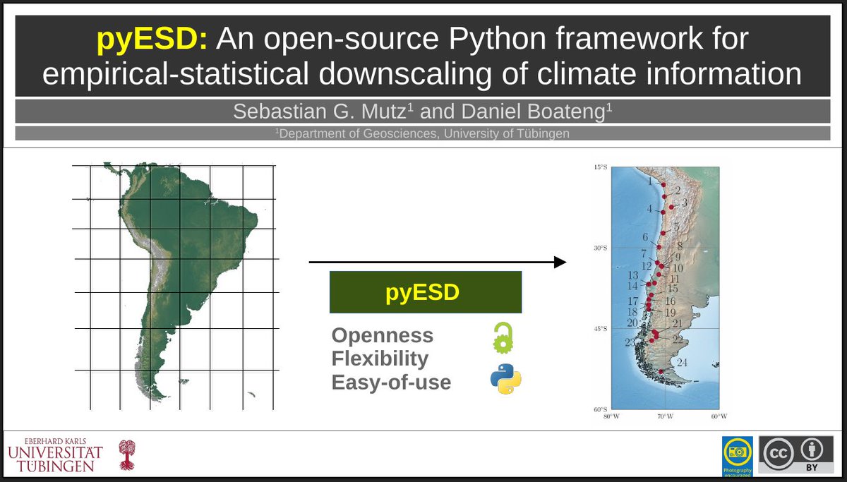 Learn about a new #opensource, #Python based tool for downscaling #climate information at #EGU23.

Stop by for session ITS1.8/AS5.5 in room 1.14 at 15:15 to find out more, or read the preprint here:
gmd.copernicus.org/preprints/gmd-…