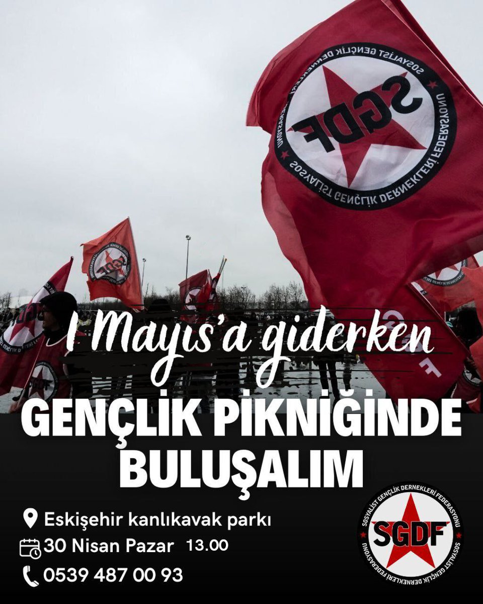 Eskişehir |

İşçi sınıfının birlik ve mücadele günü olan #1Mayıs'ın ve seçimlerin gençlik açısından ne ifade ettiğini konuşmak için Eskişehir milletvekili adayımız Müslüm Koyun'un (<a href="/mslmkyn3/">Müslüm Koyun</a>) da katılımıyla gençlik pikniğinde buluşuyoruz.

Eskişehir gençliğini bekliyoruz.