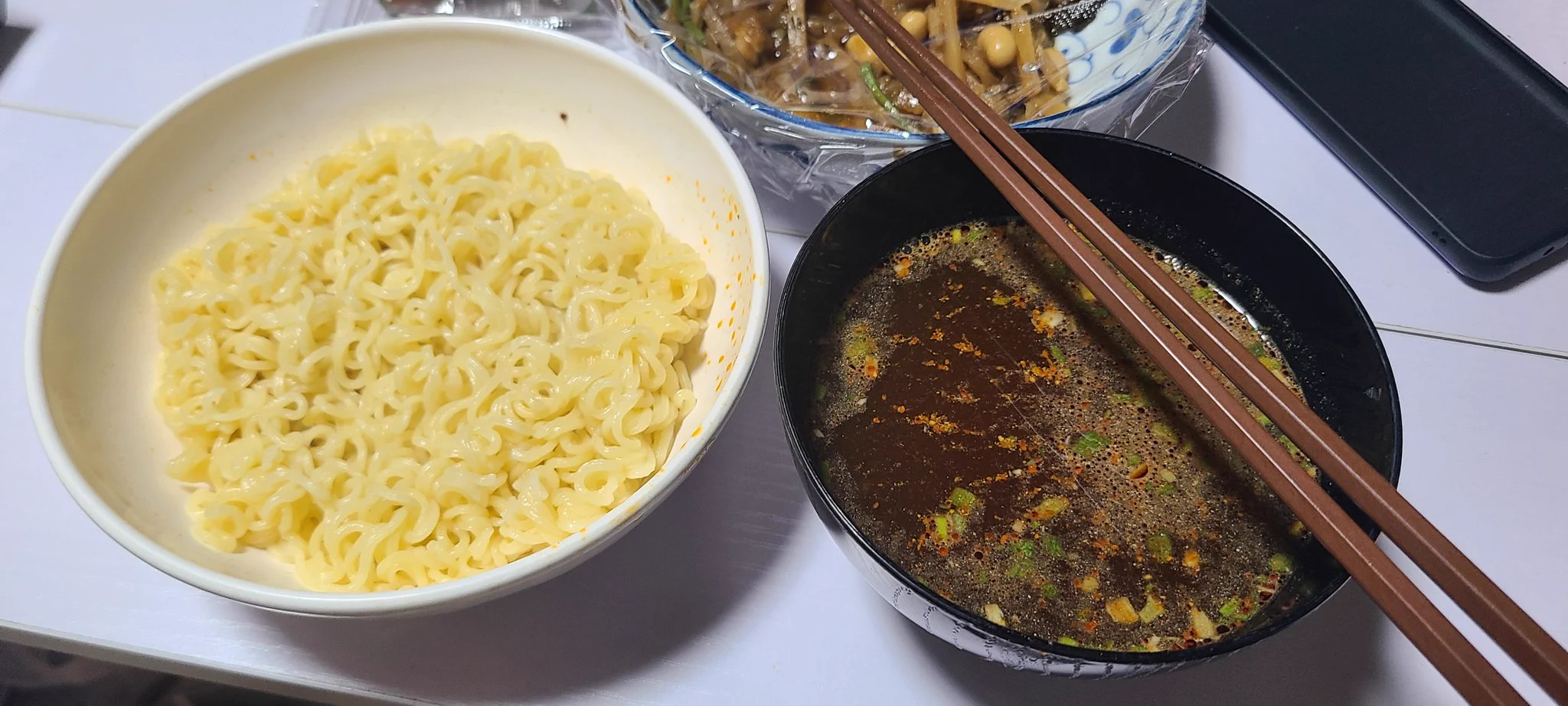 即席辛みそつけ麺作った🍜
ゆで卵は間に合わなかった🤣
これから試食します  