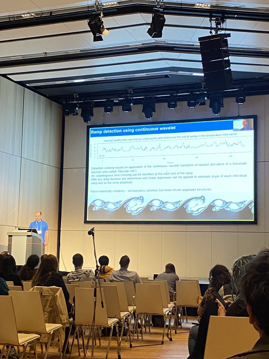 MPodebradska's tweet photo. Milan Fischer of @czechglobe_offi and @MENDELUcz explaining a new method for estimation of #sensibleheatflux combining the flux-variance and surface renewal schemes validated over 3 different land use sites. #EGU23 https://t.co/3huW6hEz0X