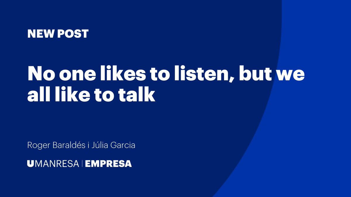 UManresa's tweet photo. 🆕  No one likes to listen, but we all like to talk

https://t.co/feTiSPQDpB

#internationalcommunication @CheloMorillo242 https://t.co/vPU4qekicn