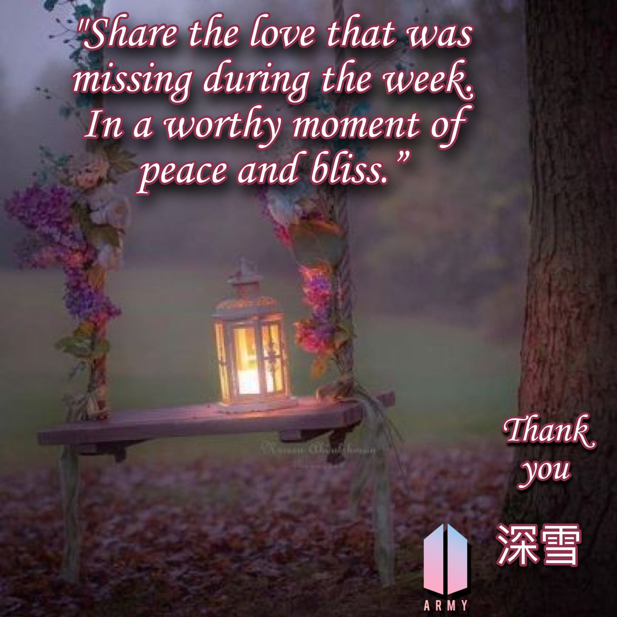 “Slow down and enjoy life. It's not only the scenery you miss by going to fast - you also miss the sense of where you are going and why.”

Good night Army. 🌹💜