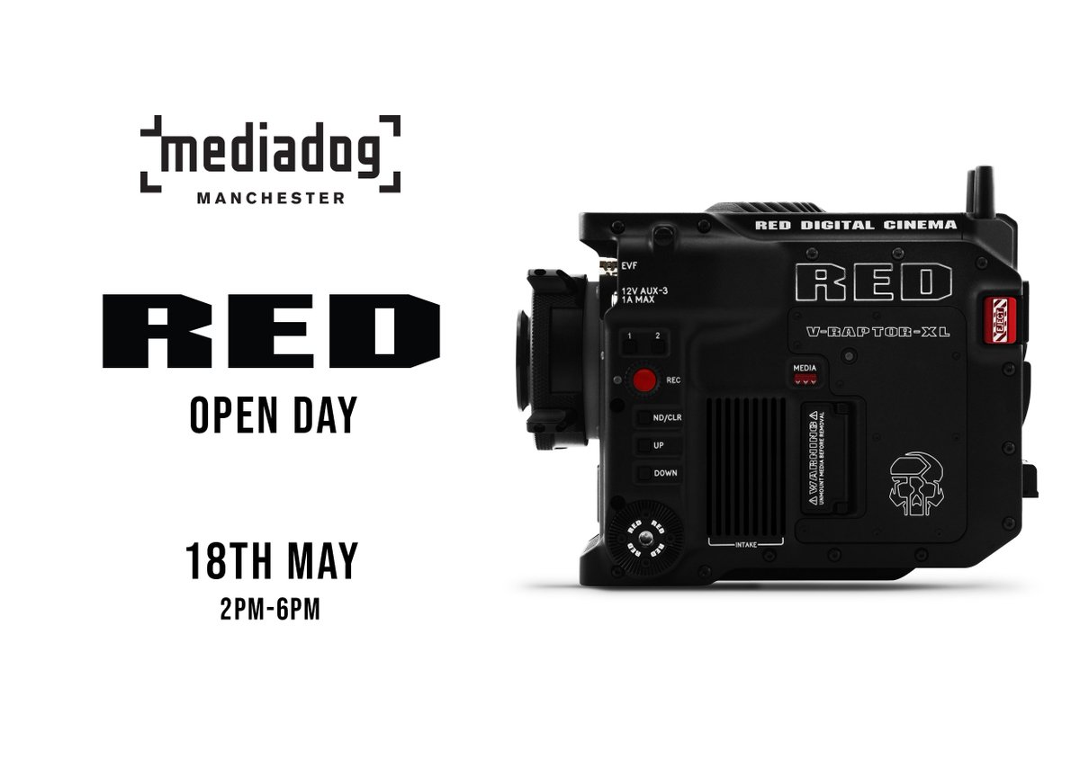 mediadoghire's tweet image. On 18th May Media Dog Manchester will be rolling out the red carpet for a open day where you can get caught red handed with a V-Raptor S35 &amp;amp; V-Raptor VV XL, come down and paint the town red with us

2pm - 6pm

@RED_Cinema @SpaceStudiosMcr #ShotonRED #VRAPTOR #YourShootStartsHere
