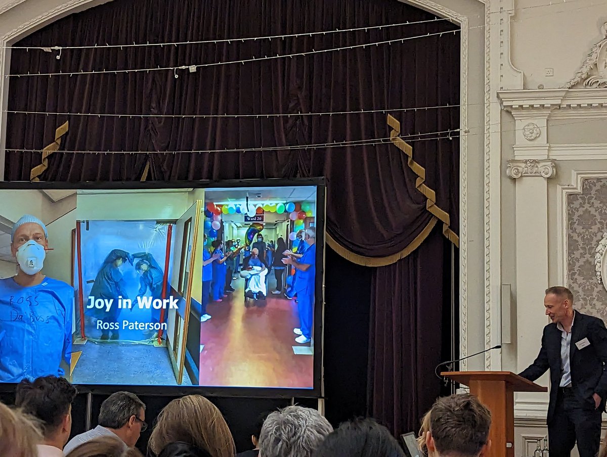AnaesthesiaScot's tweet photo. To kick off our next session after some much needed caffeination, Dr Ross Paterson talks to us about how to find joy in our work #SSASpringMeeting23 https://t.co/kWJpPVVyeZ