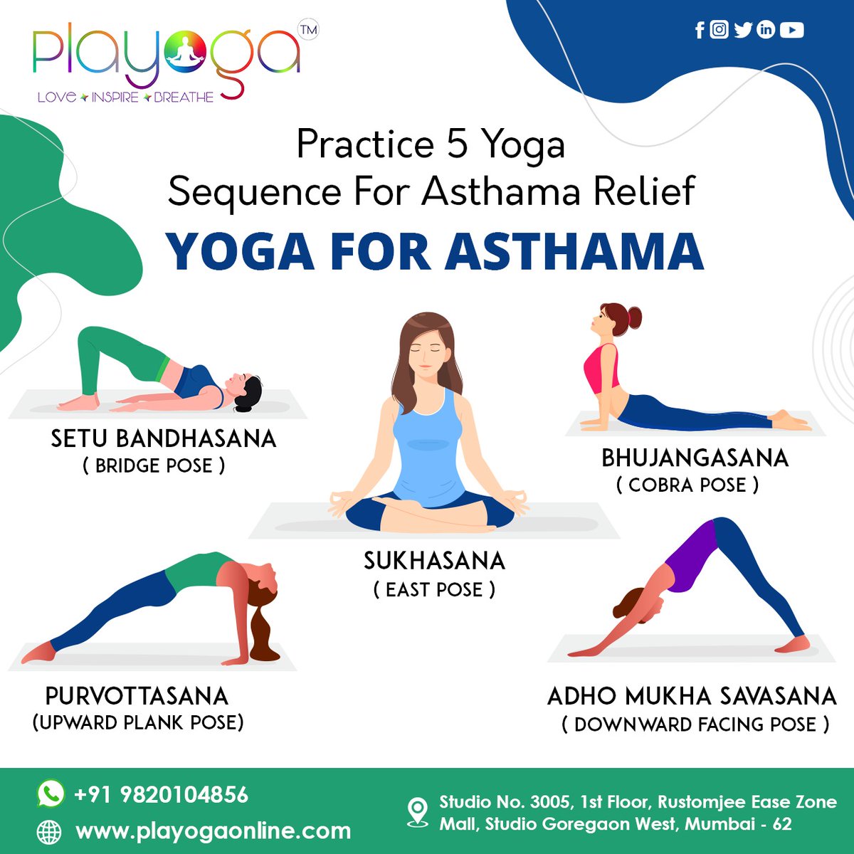 Yoga offers a combination of breathing exercises, postures, and relaxation techniques that can improve lung function, reduce stress and inflammation, and enhance overall well-being for Asthama.  #Playoga #yogaforasthma #asthmayoga #breathingexercises #pranayama #asthmatichealth