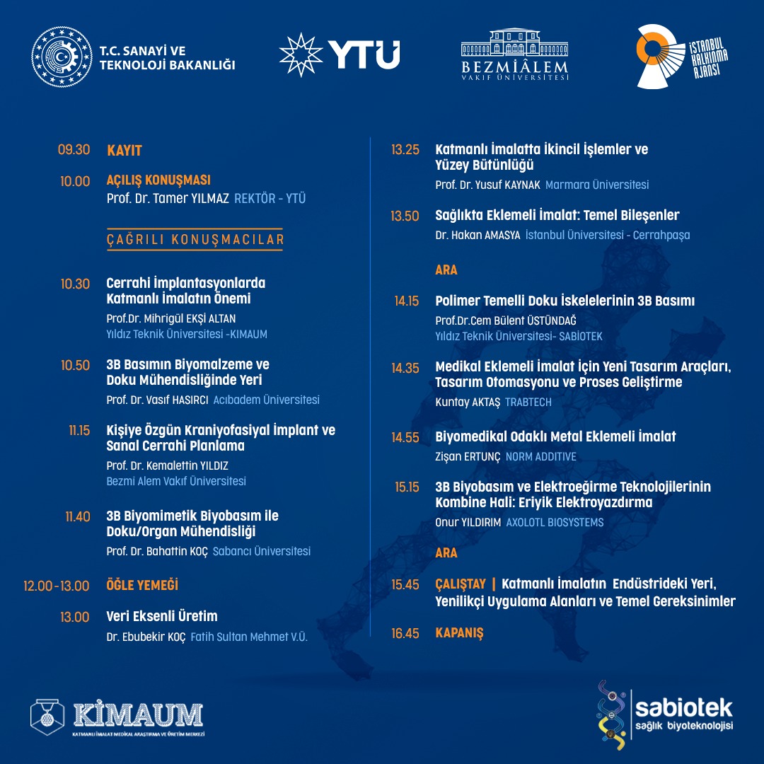"Sağlık Biyoteknolojisinde 3 Boyutlu Yazıcılar ve Katmanlı İmalat" çalıştayımıza davetlisiniz. ✨

Etkinliğimizin kontenjanı sınırlıdır, kayıt için 👉 bit.ly/3AohUnL

🗓️ 3 Mayıs 
🕙 10.00
📍 Teknopark Konferans Salonu

#ARGEdeLiderYTÜ