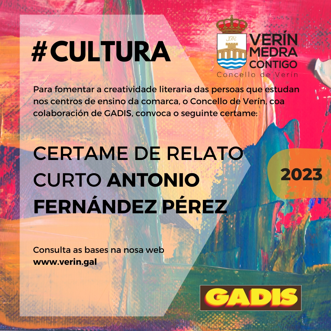 concelloverin's tweet photo. 👉📜 RELATO CURTO || Para fomentar a creatividade en prosa nos centros de ensino da comarca, o Concello de Verín, coa colaboración de GADIS, convoca o Certame de Relato Curto Antonio Fernández Pérez.

Consulta as bases na nosa web: https://t.co/yffWETLcUt https://t.co/yqDmY5YMdV