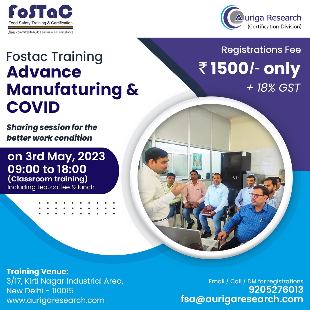 AurigaResearch's tweet photo. For our forthcoming class of FoSTac Training - Advance Manufacturing, registrations are about to be closed. Sign up right away to receive the same certification. The Certificate is now permanently valid. 
For online registration, click here: https://t.co/hnFLSihOYw
#Training https://t.co/OOELFAgZQy