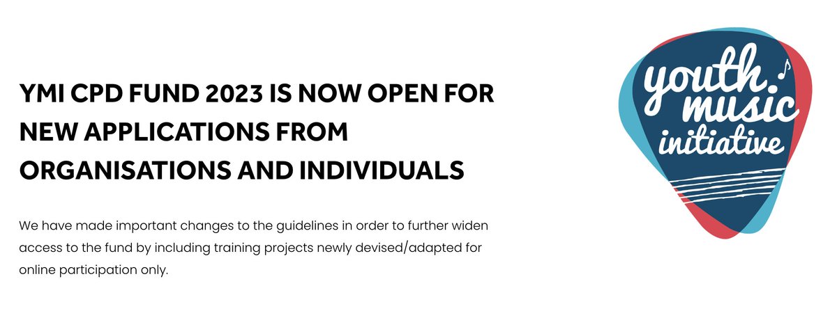 The 2023 <a href="/CreativeScots/">Creative Scotland</a> fund managed by <a href="/scottishmusic/">Scottish Music Centre</a> designed to strengthen youth music provision in Scotland is OPEN individuals APPLY up to £1,000 organisations can APPLY for up to £5,000 #YMIScotland #YMusicMatters see ➡ scottishmusiccentre.com/ymi-cpd