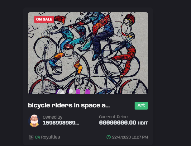 AiHey_co's tweet photo. UPDATES 📣
🎉First nft art image generated by AI #HeyGenerator just sold for 10 $HBIT 💰
😱The owner has put it u for sale for 66 M HBIT
🚀Now you to can generate your own nft art using our Ai #HeyGenerator Tool on Telegram & Discord and list it as NFT for sale on Hashbit Art Marketplace.
Try out AI #HeyGenerator : https://t.co/kYlTNNIFbi
#nft #launchpad @HashBitorg @HbitPad @aihey_co #AI #socialai #100xGems