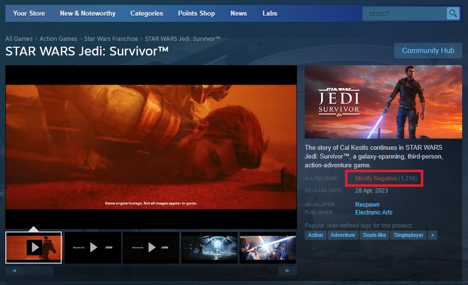 Star wars survivor steam