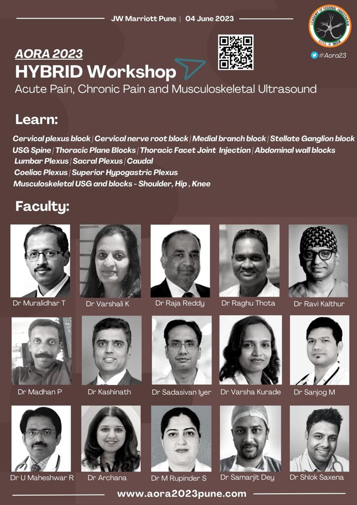 Driving a #HYBRID 🚗 is the 'in-thing' now. 

Have you checked this #HYBRID in #AORA23?

Enthusiastic (senior) faculty, 4:1 delegate faculty ratio, wide range of blocks.
Don't miss it!

@ESRA_Society
@ASRA_Society
@RegionalAnaesUK @chronicpainind @AFSRA10 @aosra_pm @AoraIndia