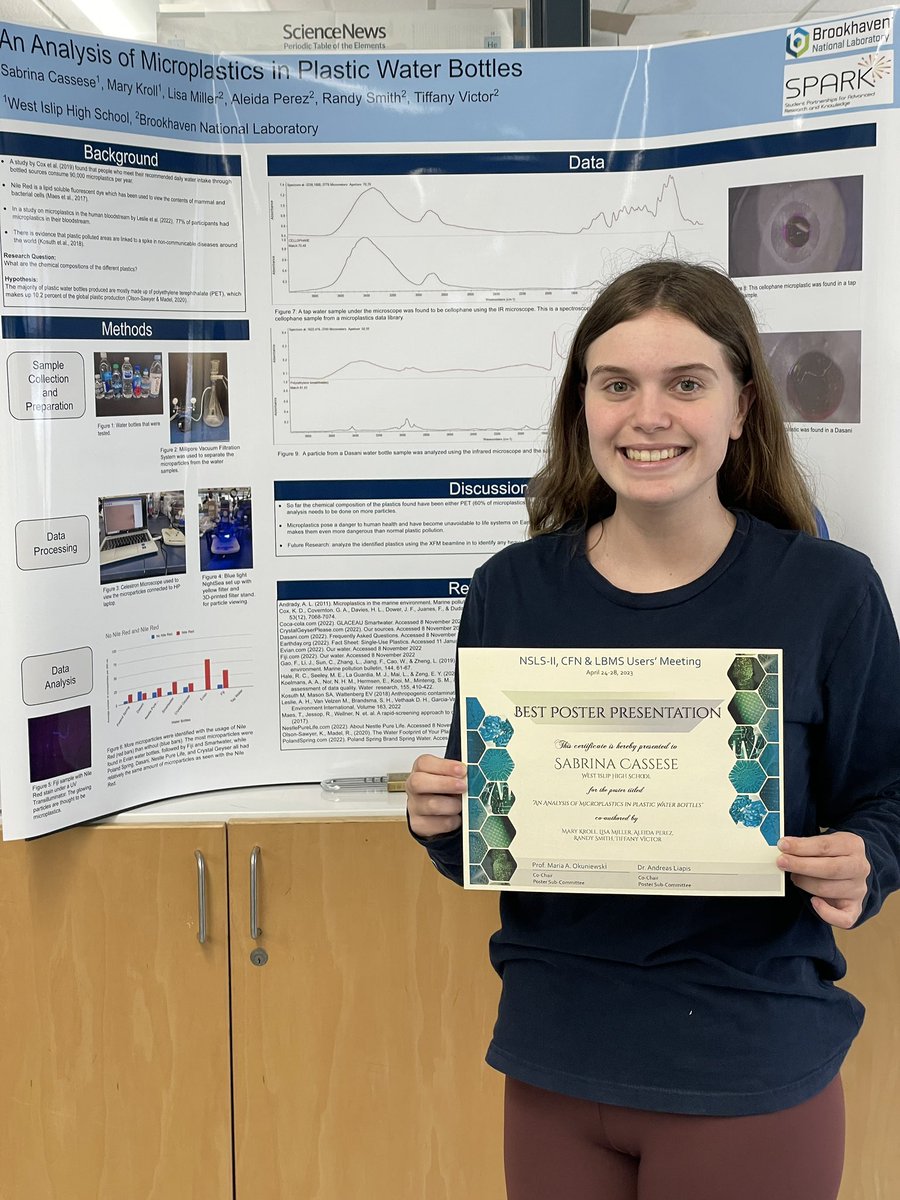 Dr. Debbie Langone (@deblangoneedu) on Twitter photo Congratulations to Sabrina! She was a poster session winner at Brookhaven National Laboratory! Her investigation of the chemical structure of microplastics was inspired by her involvement in the WIHS chapter Thirst Project. <a href="/MaryKrollSci/">Mary Kroll</a> <a href="/TweetingPureAu/">Miss Ferruzzi</a> <a href="/WIHSLions/">West Islip HS</a> Congratulations to Sabrina! She was a poster session winner at Brookhaven National Laboratory! Her investigation of the chemical structure of microplastics was inspired by her involvement in the WIHS chapter Thirst Project. <a href="/MaryKrollSci/">Mary Kroll</a> <a href="/TweetingPureAu/">Miss Ferruzzi</a> <a href="/WIHSLions/">West Islip HS</a>