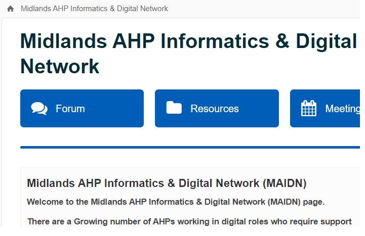 xDavidWilliams's tweet photo. #MAIDN is a regional network to engage, educate & empower #DigitalAHPs throughout @NHSMidlands
Midlands AHP Informatics & Digital Network (#MAIDN) now has a futures page: https://t.co/bSbdpINGey https://t.co/FAH2THKya3