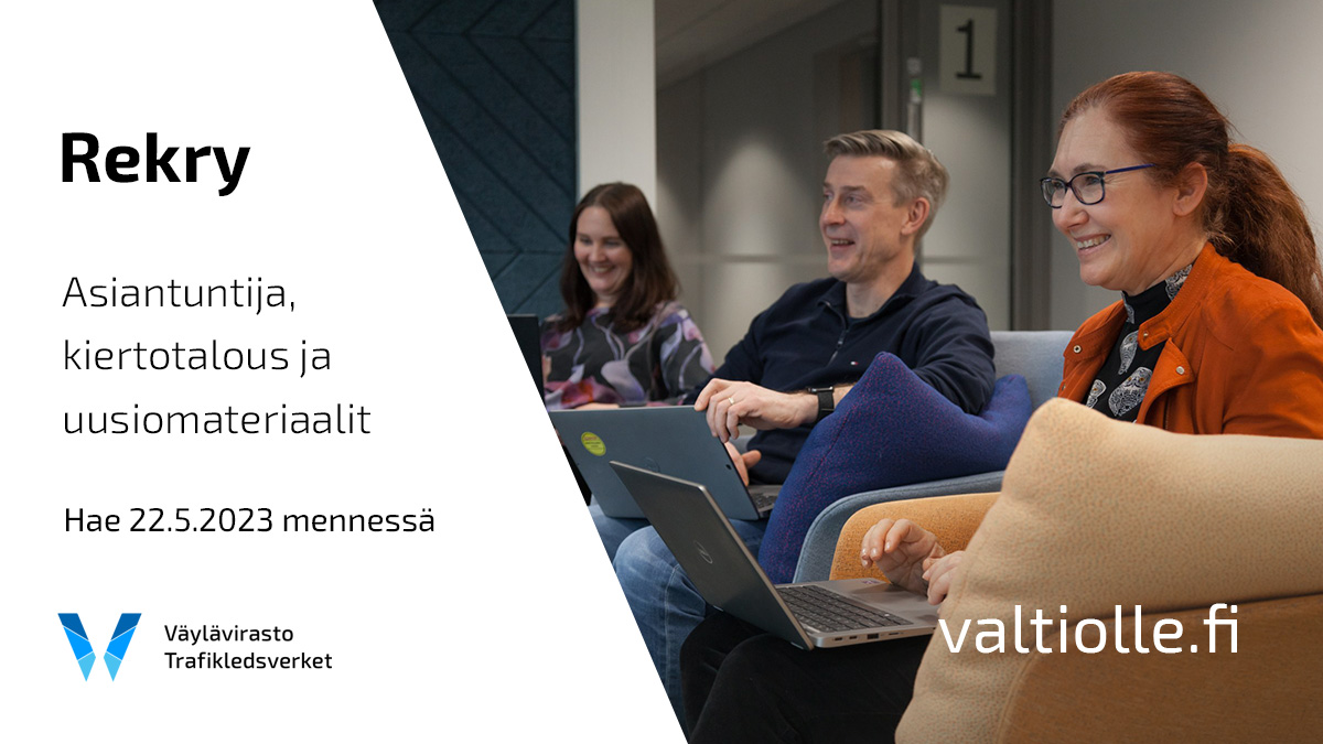 vaylafi's tweet photo. ♻️ Kiinnostaako kiertotalous? 
🌏 Hae meille töihin! Tehtäväsi on kehittää, tukea ja koordinoida kiertotalouden toimia kaikissa väylämuodoissa.
👉 Lue lisää: https://t.co/c5Ud7MQcqQ
#rekry #ValtiollaTöissä #TöissäSuomelle #kiertotalous #uusiomateriaalit https://t.co/JaEdOkuL8t