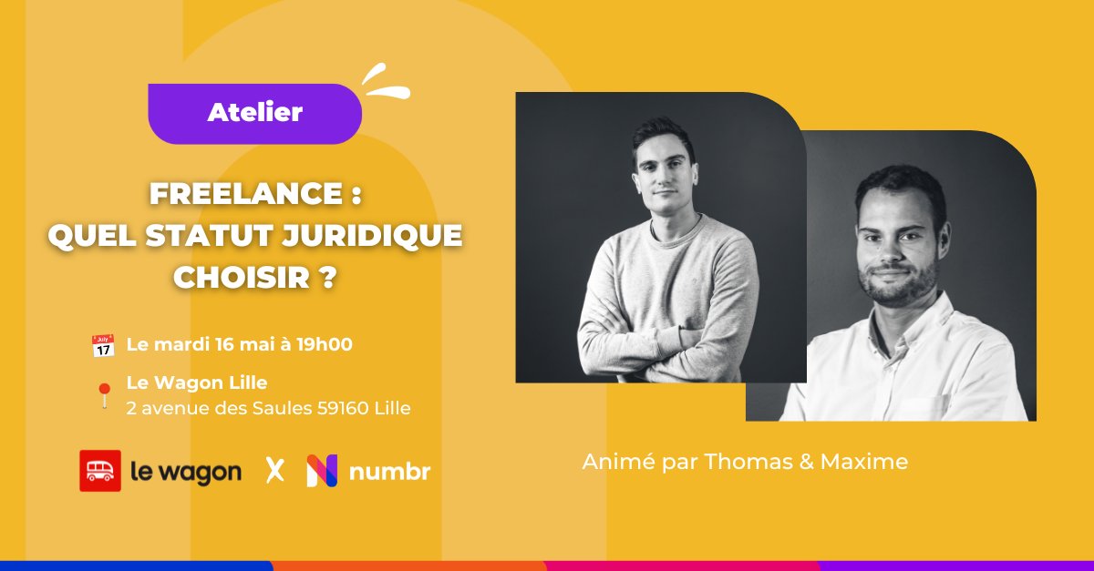 Freelance, entrepreneur ? Ce talk est fait pour toi ! 🎤

Inscriptions par ici👉bit.ly/numbr1605