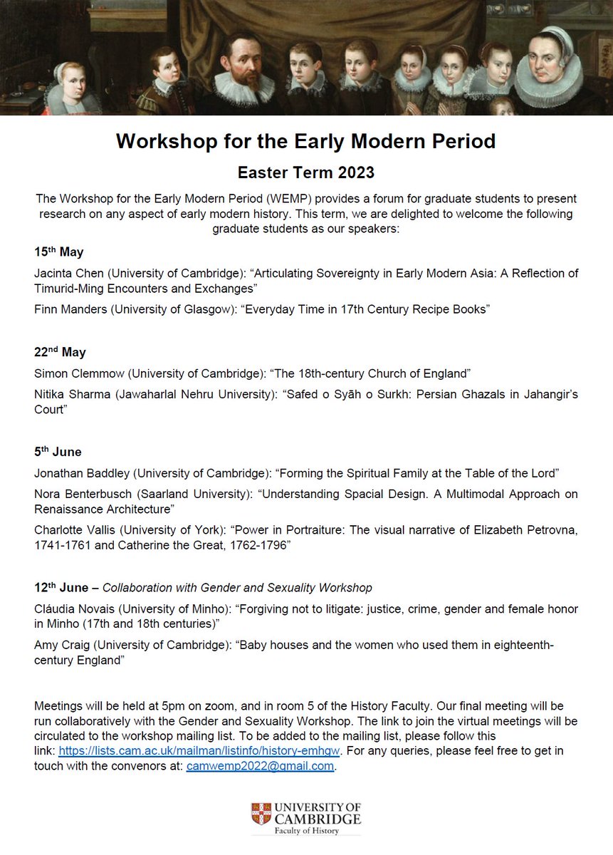 Cambridge Workshop for the Early Modern Period tweet media