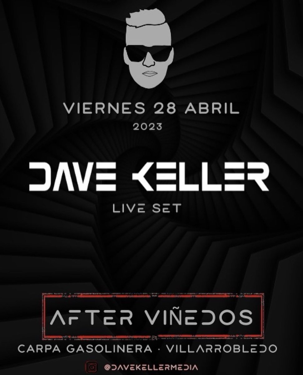 <a href="/DaveKeller94/">ıllıllı DΛVΞ ΚΞLLΞR ıllıllı</a> • #AfterViñedos 
Hoy a las 17:00 en la Carpa
#villarrobledo #VinaRock2023 #viñarock #LaMancha #Electronica 
#Techhouse #Techno