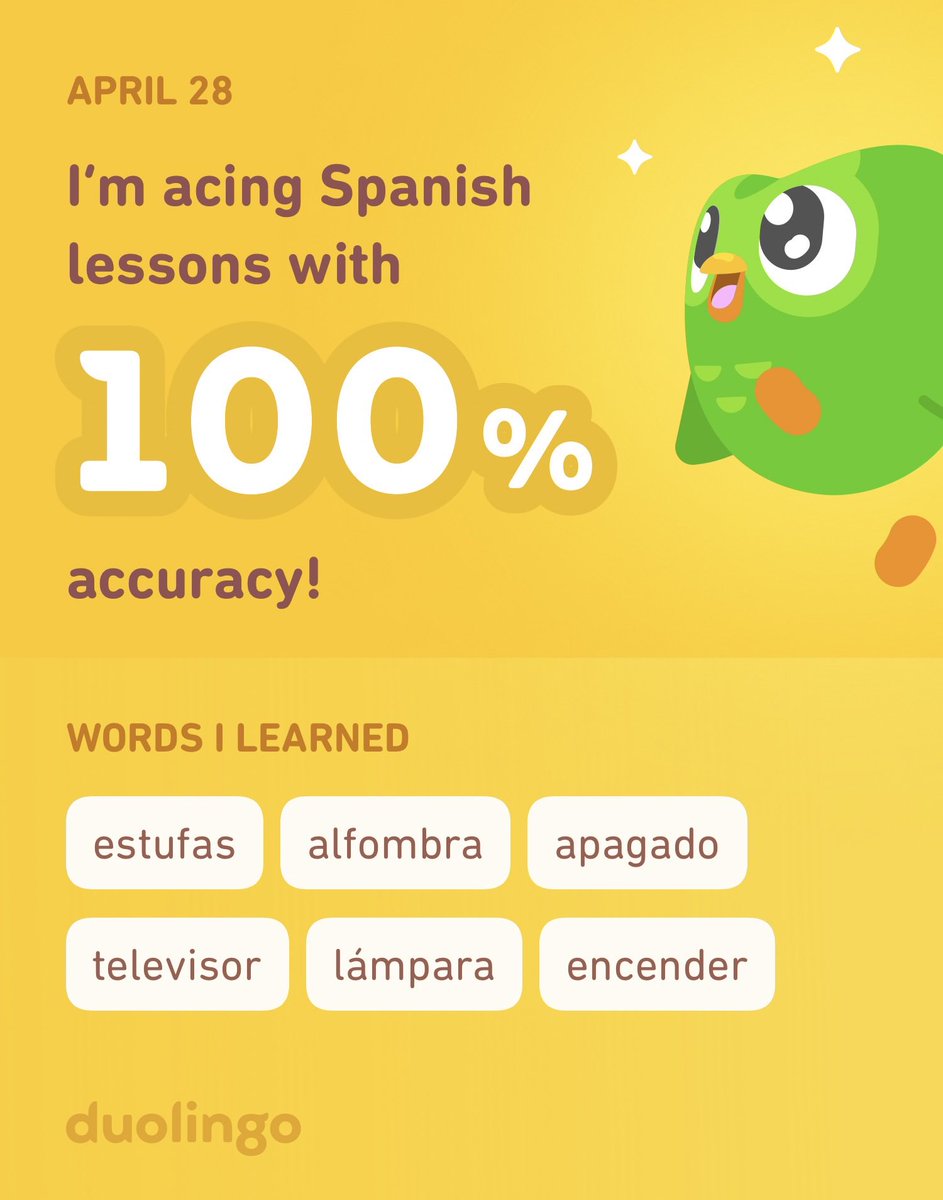 I’m learning Spanish on Duolingo! It’s free, fun, and effective.