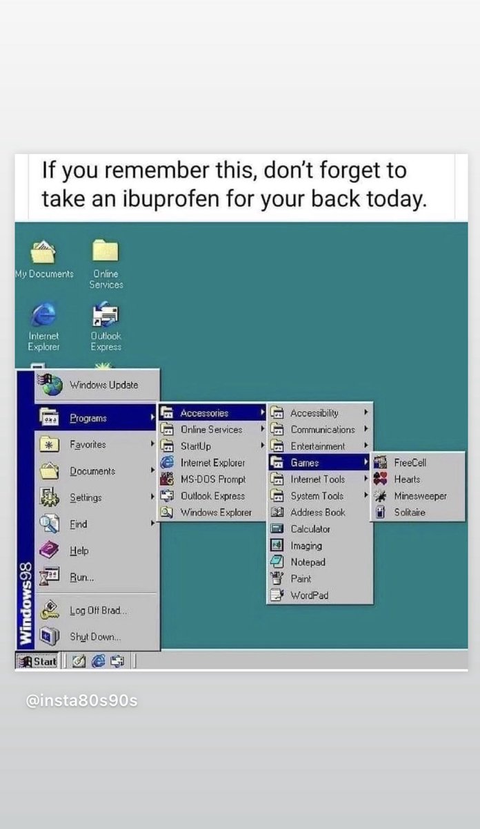 The way I wouldn’t even care for the ‘Internet Explorer’ tab. Straight to Accessories 😂 What a different time we live in.