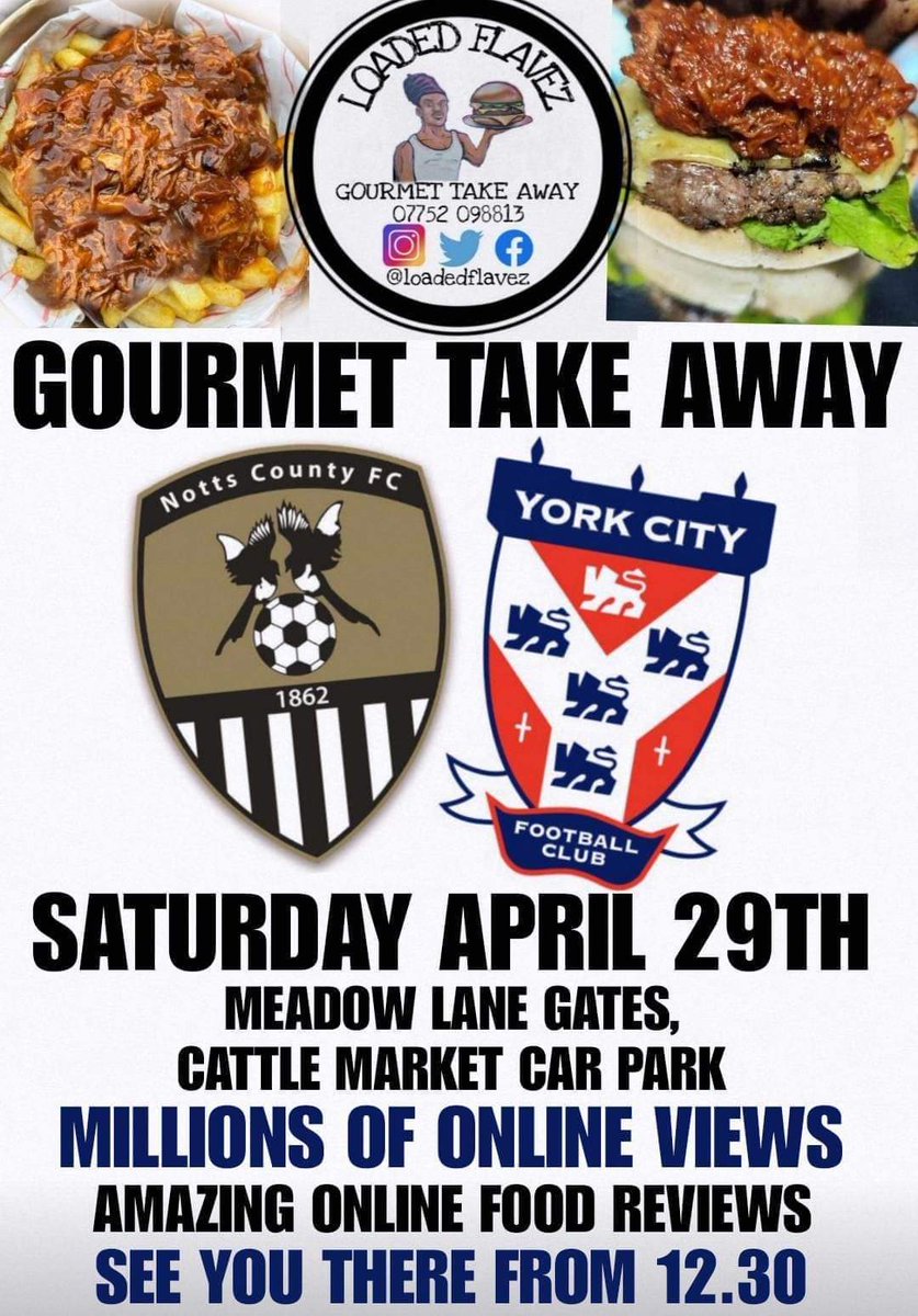 See you Saturday! 

West indian curry special 

#ycfc #notts #nottscounty #nottingham #cattlemarket #coyp #nationalleague #coyp #gourmetfood #gfoptions #veganoptions #york