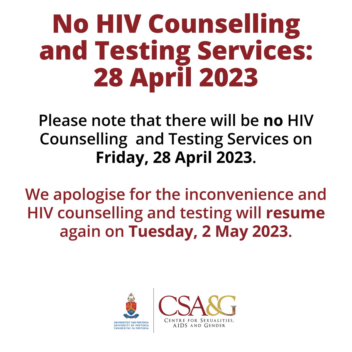 Centre for Sexualities AIDS and Gender (CSA&G) tweet media