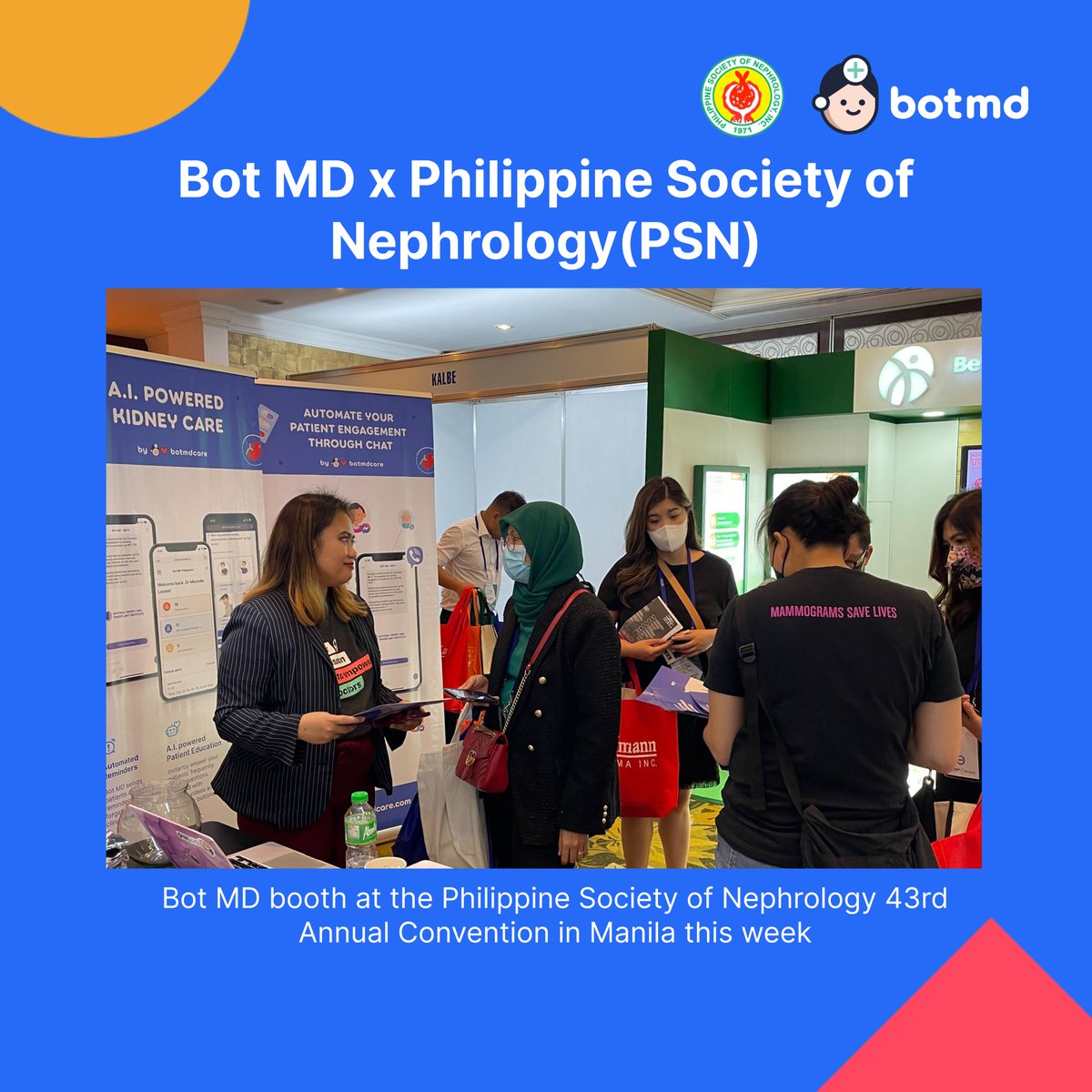 Bot MD with Dr @maaliddin and Dr Romina Danguilan of @NKTIgovph at the @PSNkidney 43rd Annual Convention, sharing how Bot MD Care can automate patient engagement and education with Facebook Messenger and Viber in the Philippines  💬🙋🏻‍♀️🙋🏻‍♂️🇵🇭