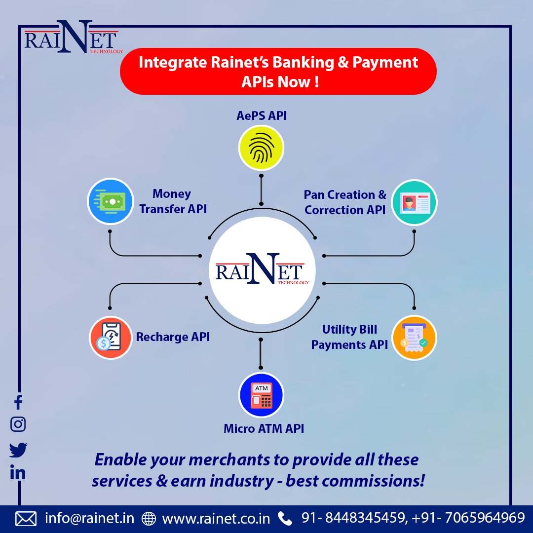 RAINETTECHNOLO1's tweet image. Revolutionize Your Financial Services with our Fintech APIs - Experience Faster Transactions, Better Security and Improved Customer Experience. Become our API Partner today.
.
Call now: +91-8448345459
Visit Website: rainet.co.in
.
#fintechsoftware #fintechapi #aepsapi