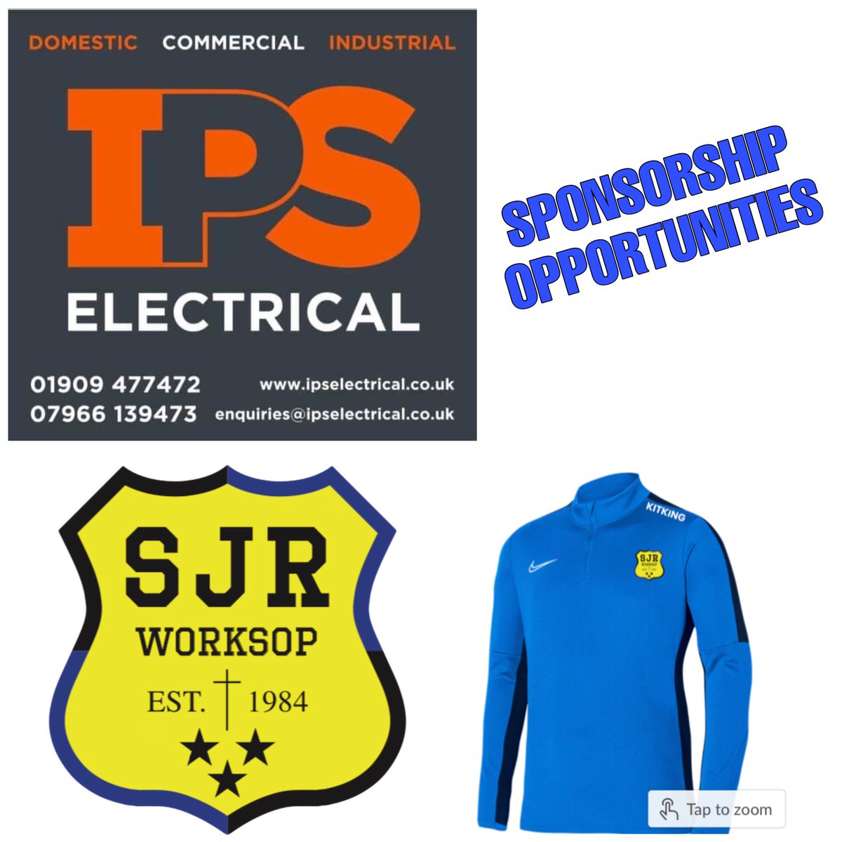 SJRWorksopFC's tweet photo. Thanks to @Smigsufc from IPS Electrical for renewing his current sponsorship &amp; agreeing to sponsor our training tops.
Top man,who’s supported us from day one.We’re thankful for the support from local businesses &amp; especially those who used to play &amp; can see what we’re trying to do https://t.co/RZxH0frdJQ