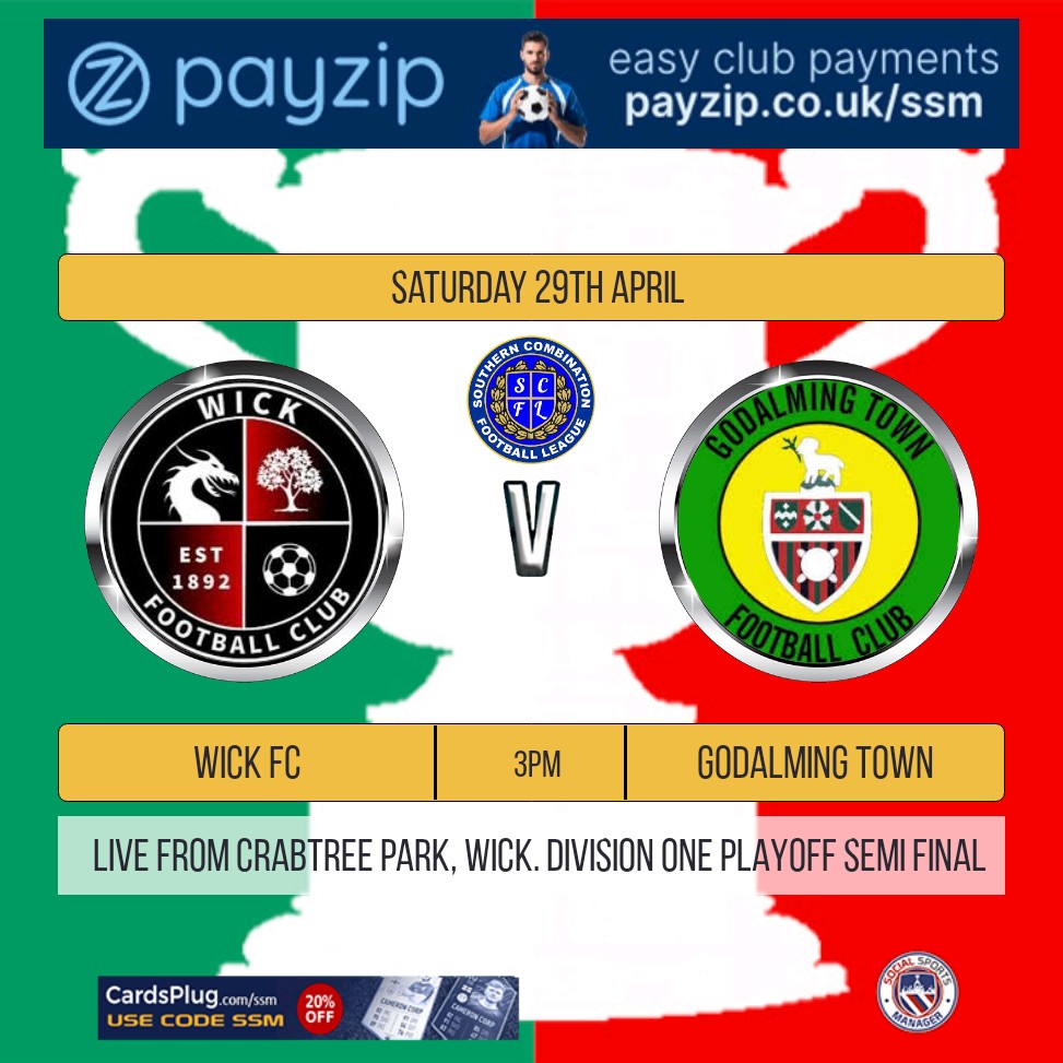 GodalmingTown's tweet photo. Next up for the Gs: TOMORROW - THE BIG MATCH LIVE.
we travel to the coast as we face @wick_club in the Div One Playoff Semi-Final. Kick off 3pm. Please note that it is cash only. I believe there is a cash machine near the convinience store near to the ground. See you there. COYGs https://t.co/ShmLwsTTlC