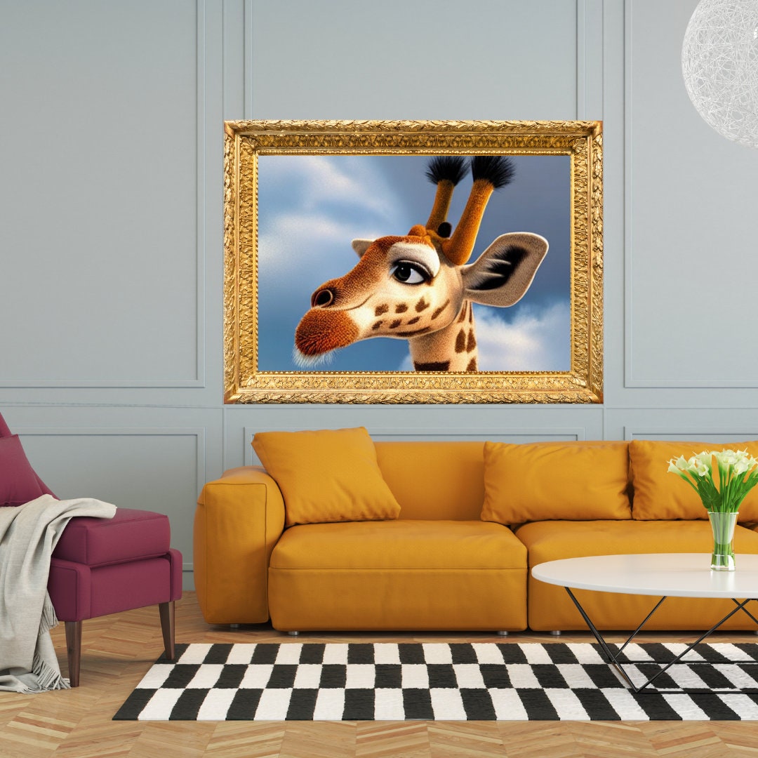 Excited to share the latest addition to my #etsy shop: Smart and Stylish: AI-Generated Giraffe Wall Art for Kids etsy.me/3oOspy7 #giraffeart #aiwalldecor #kidsroom #animaltheme #digitalprint #modernart #aiframing #whimsicaldesign #childrensart