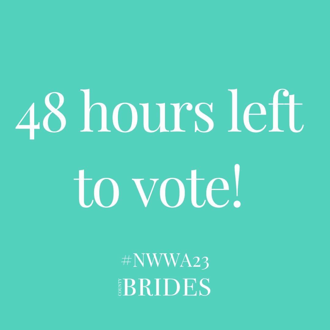 Voting in this year's North West Wedding Awards closes in 48 hours!

Vote here 👉 bit.ly/43tlHgY

#NWWA23 #NWWA2023 #NWWA #Countybrides #Northwestweddingsupplier #northwestweddingawards #Northwestweddingvenue