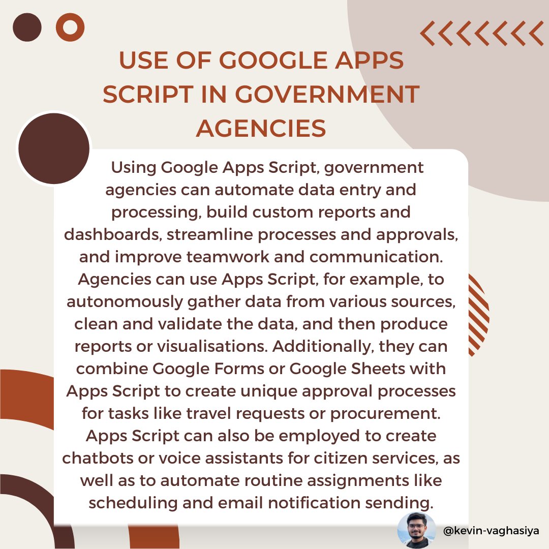 Google Apps Script in government agencies
#GoogleAppsScript #data #custom #reports #teamwork #communication #Gathering #cleaning   #DataValidation #Sheets #Processes #Travel #Requests #procurement #chatbots #VoiceAssistants #citizens #Services #Assignments #Scheduling #emails