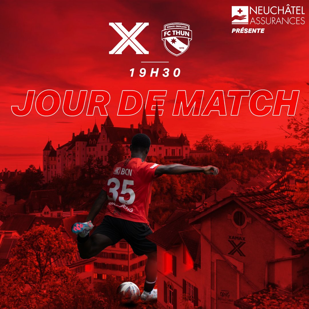 𝗝𝗢𝗨𝗥 𝗗𝗘 𝗠𝗔𝗧𝗖𝗛 ⚽
🆚 FC Thun
🏟️ Stade de la Maladière
⌚ 19:30
🏆 DCL J. 31
#️⃣ #XAMTHU
🎟️ xamax.ch/billetterie/

❤️🖤 #SangRougeNoir #Nerienlâcher