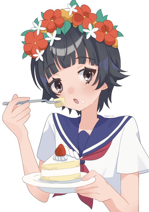 「eating strawberry shortcake」 illustration images(Latest)