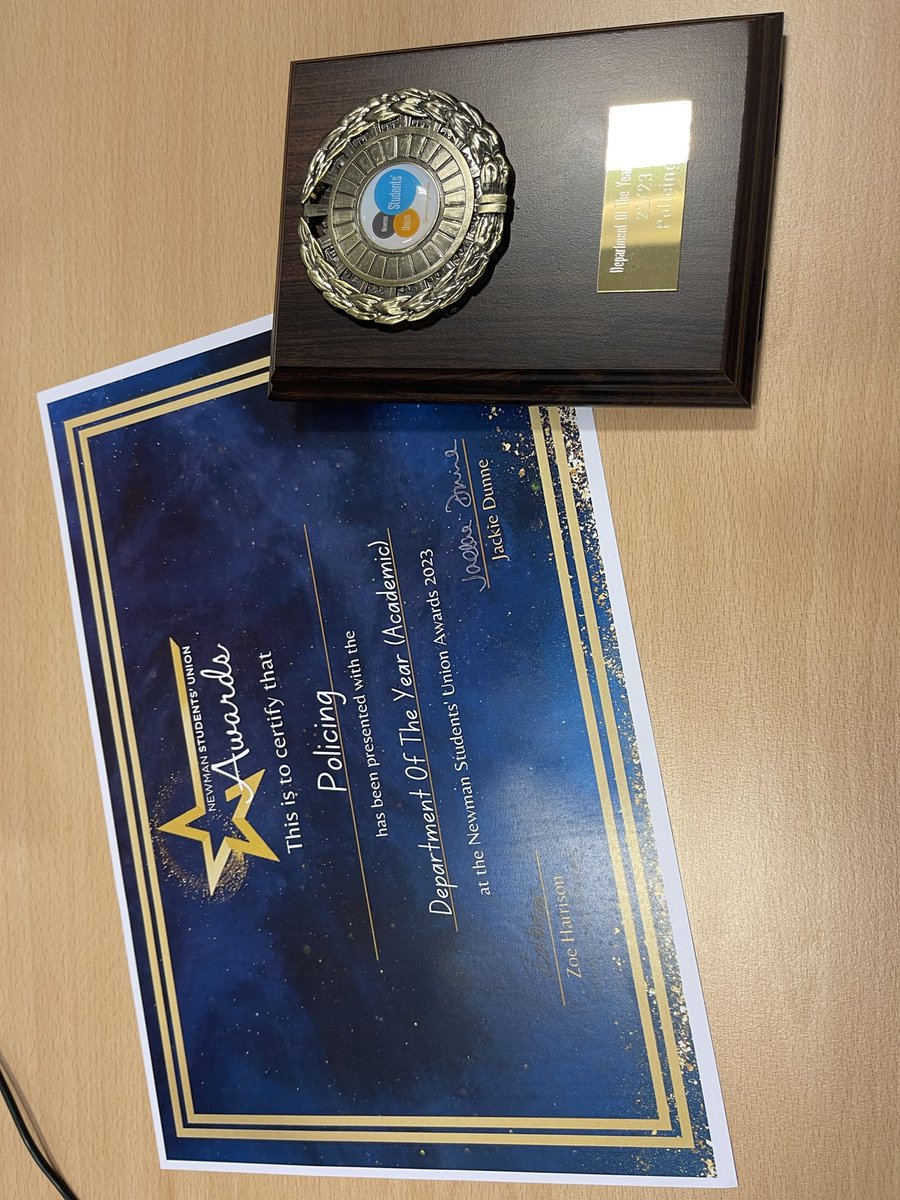 I literally never (usually) win anything! Thx to <a href="/NewmanSU/">NewmanSU</a>  <a href="/Newman_Uni/">Birmingham Newman University</a> for choosing Policing as the   Credit to my students really though, they do the hard work 😊