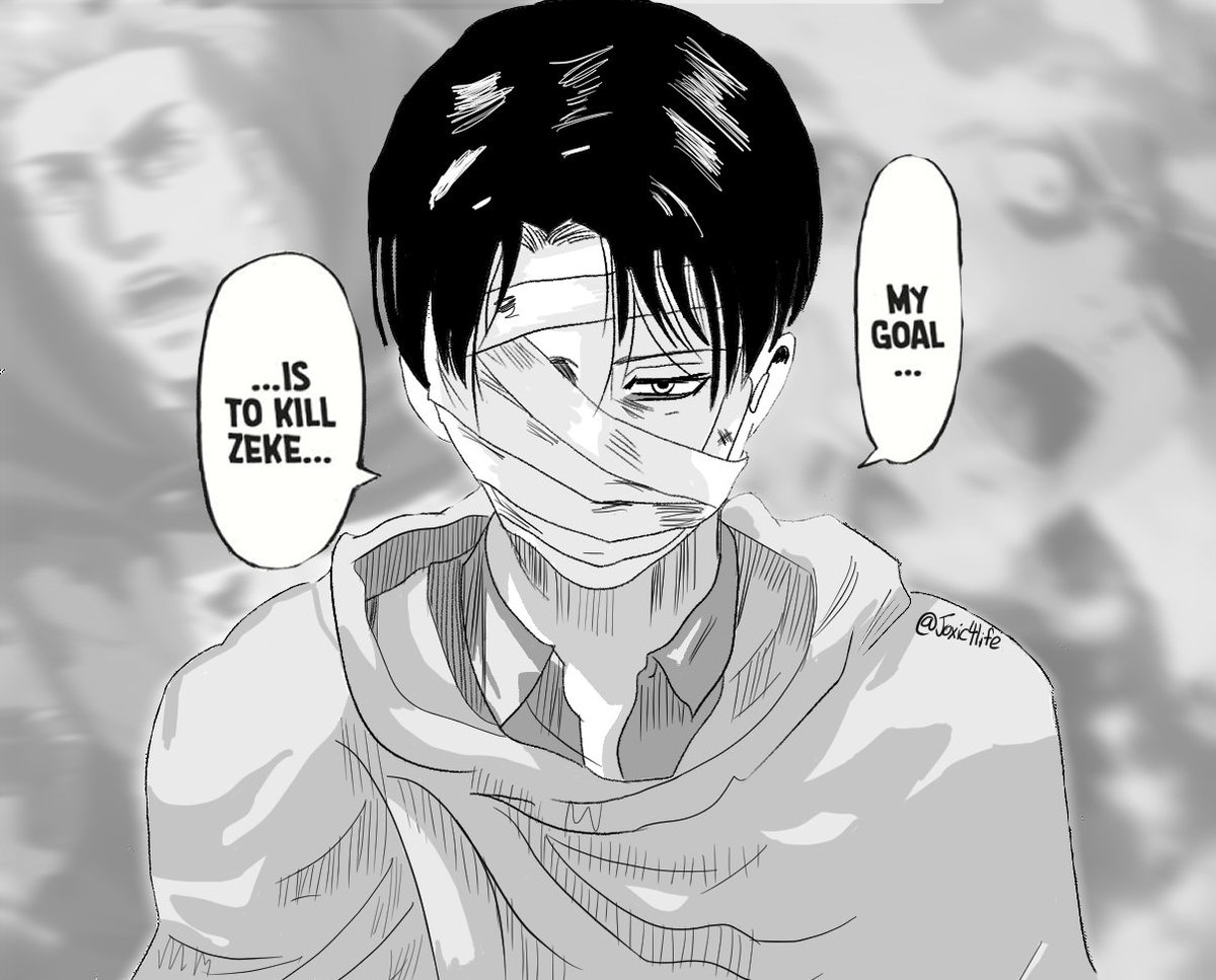 Joxic4life's tweet photo. Spent the last 4 months catching up on Attack on Titan with a few friends of mine and I wanted to re-draw this one shot of Levi from the Final Season Part 2

(the background does have spoilers from the Final Season part 3, just a heads up!) https://t.co/OOS1YoLVvI