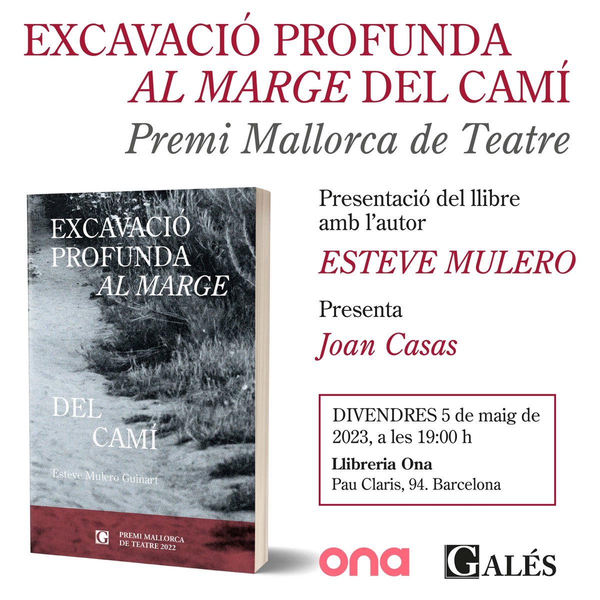 Apunteu a l'agenda!! Una presentació diferent... molt de teatre... "Excavació profunda al marge del camí", d'Esteve Mulero <a href="/EsteveMulero/">Esteve Mulero Guinart</a> Premi Mallorca de Teatre. Presenta Joan Casas a la Llibreria Ona
<a href="/OnaLlibres/">Ona Llibres</a> Us hi esperem!!