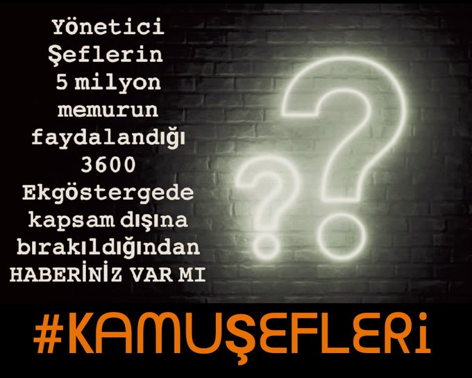 <a href="/ozgurchef1978/">Özgür KORKMAZ</a> <a href="/RTErdogan/">Recep Tayyip Erdoğan</a> <a href="/meral_aksener/">Meral Akşener</a> <a href="/Mustafa_Destici/">Mustafa Destici</a> <a href="/kilicdarogluk/">Kemal Kılıçdaroğlu</a> <a href="/ErbakanFatih/">Dr. Fatih Erbakan</a> <a href="/vekilince/">Muharrem İNCE</a> <a href="/_aliyalcin_/">Ali YALÇIN</a> Yönetici #KamuŞefleri olarak
1️⃣3600 Ekgösterge
2️⃣Özel Hizmet Tazminatı
3️⃣Ek ödeme adaleti
4️⃣İtibar istiyoruz.
<a href="/RTErdogan/">Recep Tayyip Erdoğan</a> <a href="/fuatoktay/">Fuat Oktay</a> <a href="/mustafaelitas/">Mustafa Elitaş</a> <a href="/Mustafa_Destici/">Mustafa Destici</a> <a href="/kilicdarogluk/">Kemal Kılıçdaroğlu</a> <a href="/meral_aksener/">Meral Akşener</a> <a href="/ErbakanFatih/">Dr. Fatih Erbakan</a> <a href="/DrSinanOgan/">Dr. Sinan Oğan</a> <a href="/_aliyalcin_/">Ali YALÇIN</a> <a href="/TurkesGuney/">Türkeş Güney</a> <a href="/yusufyazgan37/">Yusuf YAZGAN</a> <a href="/TalipGeylan06/">Talip Geylan</a>