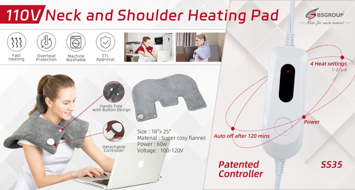 110V Heating pad by BSGroup
For neck,shoulder and back pain relief
→4 heat settings
→Auto off after 120mins
→Detachable Controller & Machine Washable
→CE/GS/ETL/ROHS/REACH approvals
If you are interested, send me a message!
#shoulderrelief
#Heatingpad
#relax
#painrelief